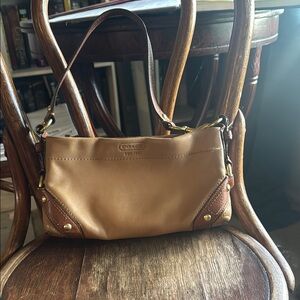 Coach Tan Shoulder Bag with Gold Hardware